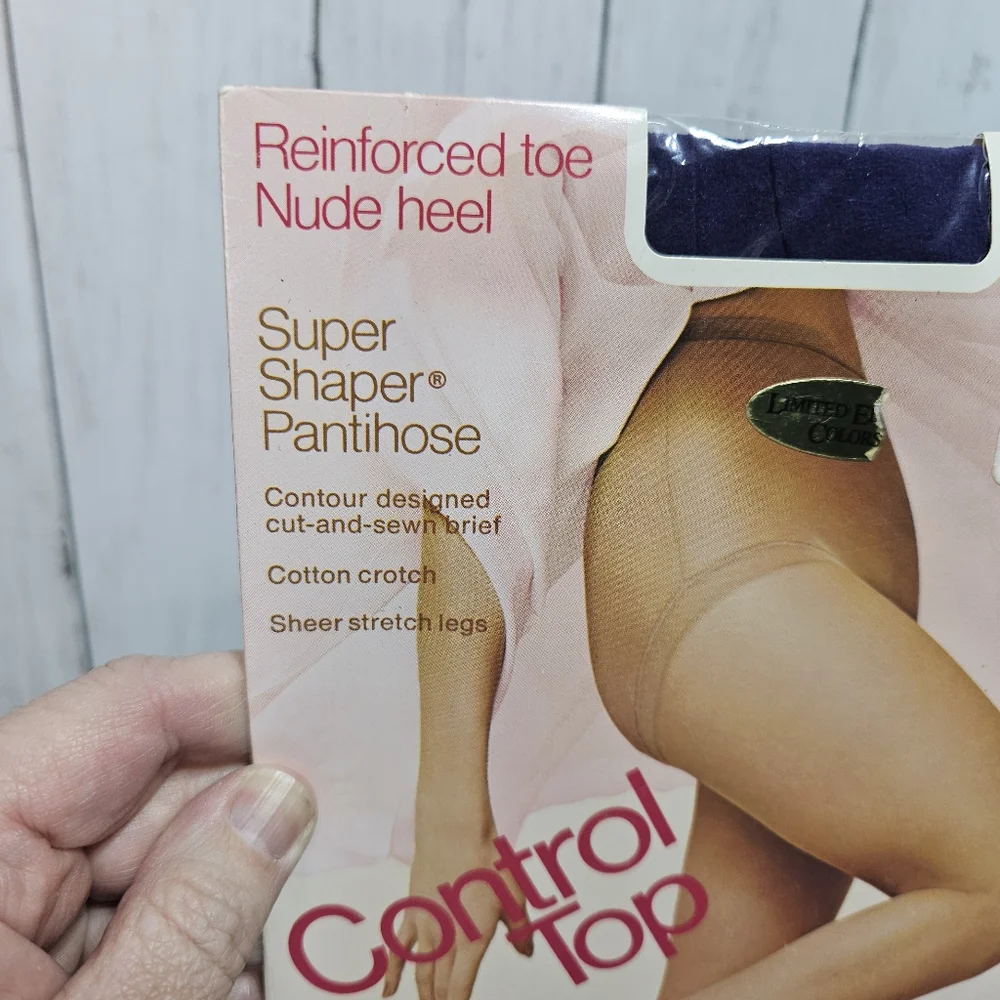 Vintage JC Penney Plum Purple Super Shaper Pantyhose Control Top Size Long.